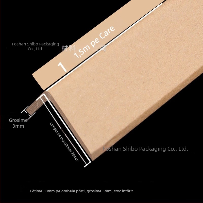 Protector de colț în formă de L din hârtie kraft — fabricare cu mașină de hârtie, logo tipărit, întărit