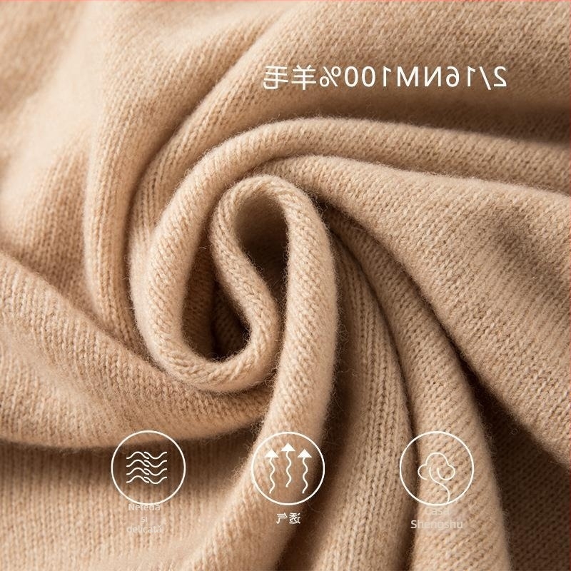 Pulover femei fără cusur din lână 95%+, guler rotund, tricot gros, mâneci lungi, lungime standard, toamnă-iarnă 2024