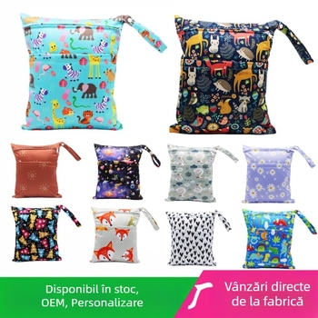 Geantă impermeabilă pentru scutece cu fermoare duble, geantă portabilă pentru mamă, organizator de depozitare pentru scutece, poliester