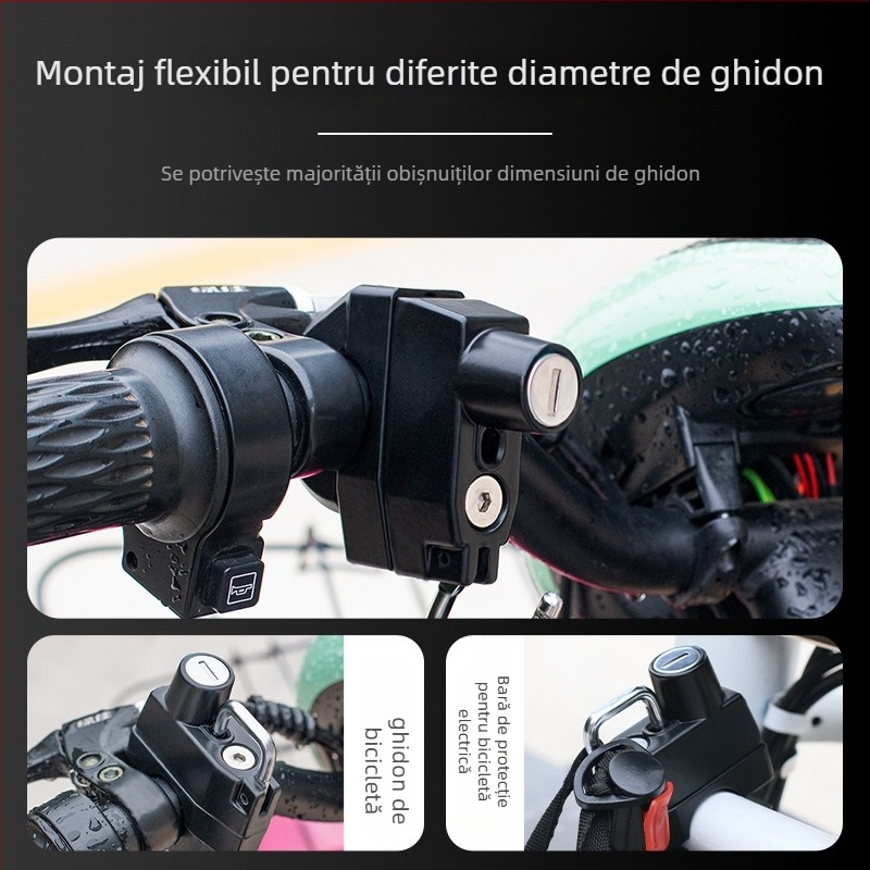 Lacăt pentru cască pentru motocicletă electrică — aliaj de aluminiu, model Dragon Head Handlebar Helmet Lock, potrivit pentru țevi de 24 mm, greutate 246 g, brand Nanke