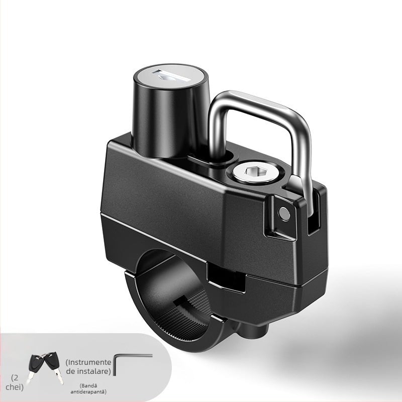 Lacăt pentru cască pentru motocicletă electrică — aliaj de aluminiu, model Dragon Head Handlebar Helmet Lock, potrivit pentru țevi de 24 mm, greutate 246 g, brand Nanke