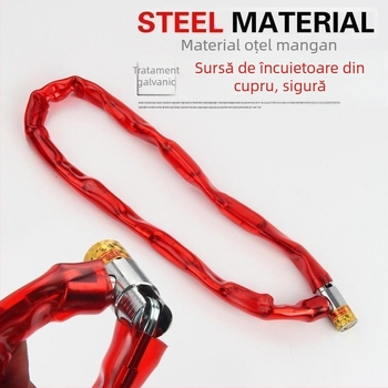 Lacăt lanț cu nucleu de cupru pentru biciclete, biciclete electrice și motociclete; model 1, articol whm0723, ambalaj într-o pungă OPP.