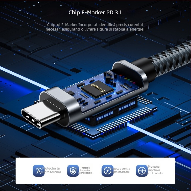 Cablu USB4 Type-C, 40Gbps, PD240W Power Delivery, Încărcare rapidă