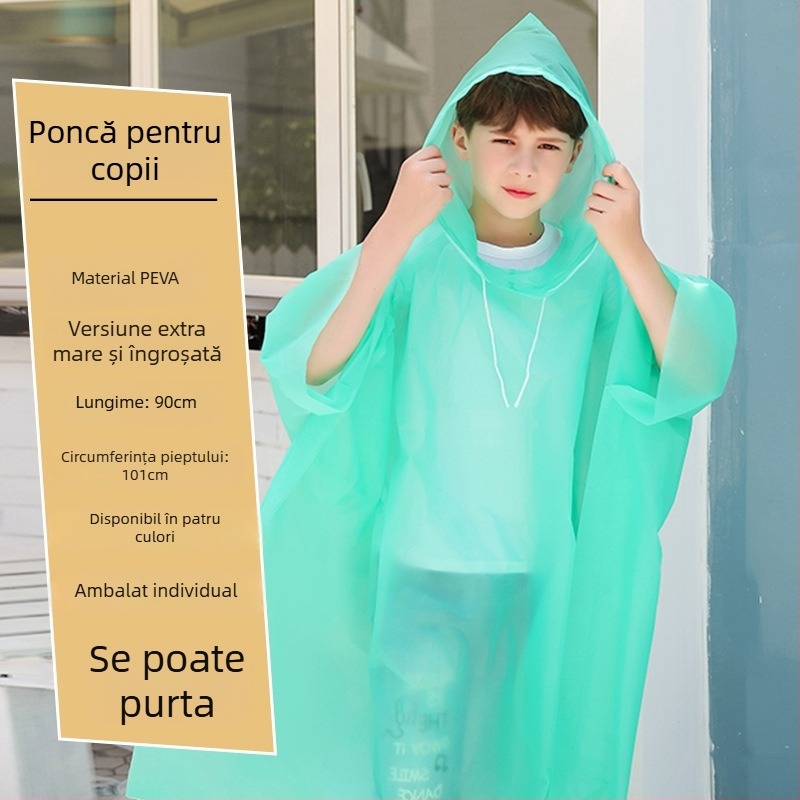 Poncă de ploaie pentru copii PEVA, de unică folosință, 0,03 mm subțire, portabil