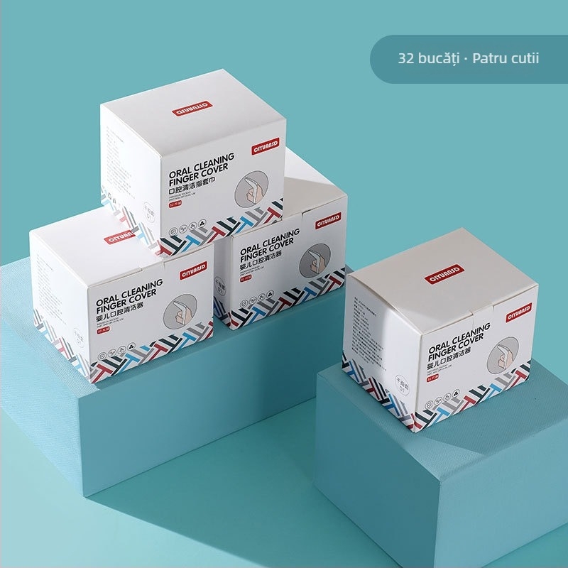 Curățător bucal de unică folosință pentru bebeluși, cu clemă deget pentru curățarea limbii, tifon, destinat copiilor 0–1 an, cutie cu 240 bucăți