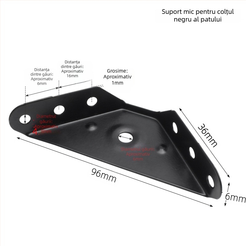 Queen bed angle brace – elemente metalice din oțel laminat la rece pentru conectare, stânga și dreapta, finisaj vopsit la cuptor