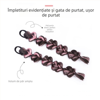 Perucă cu bucle bubble braid și coadă de cal, fibre rezistente la căldură, lungime medie spre lungă, aspect natural pentru doamne