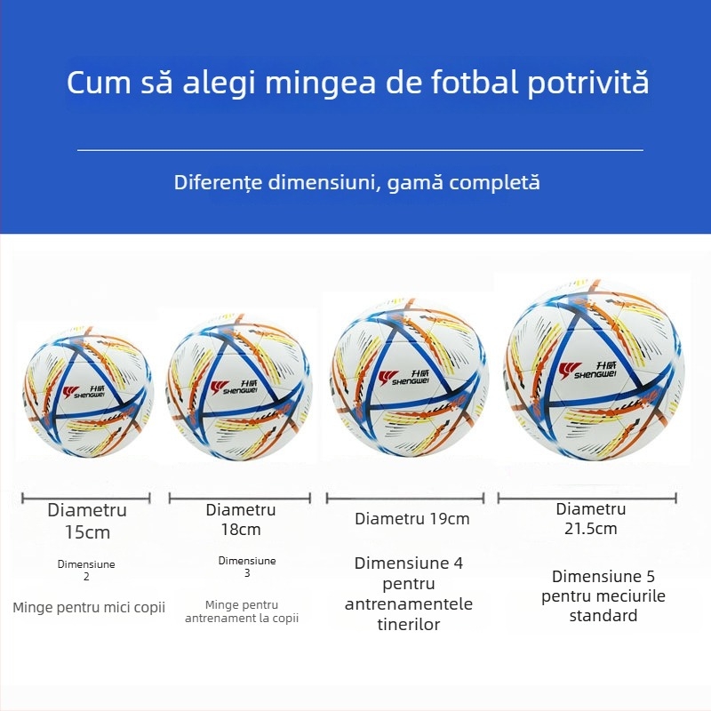 Shengwei minge de fotbal din piele PU pentru antrenament, pentru terenuri interioare/exterioare – cusături cu adeziv, model KS32S