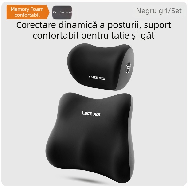Perne lombare auto cu spumă cu memorie, exterior din fibre sintetice, potrivire universală, utilizare pentru toate anotimpurile, personalizare disponibilă