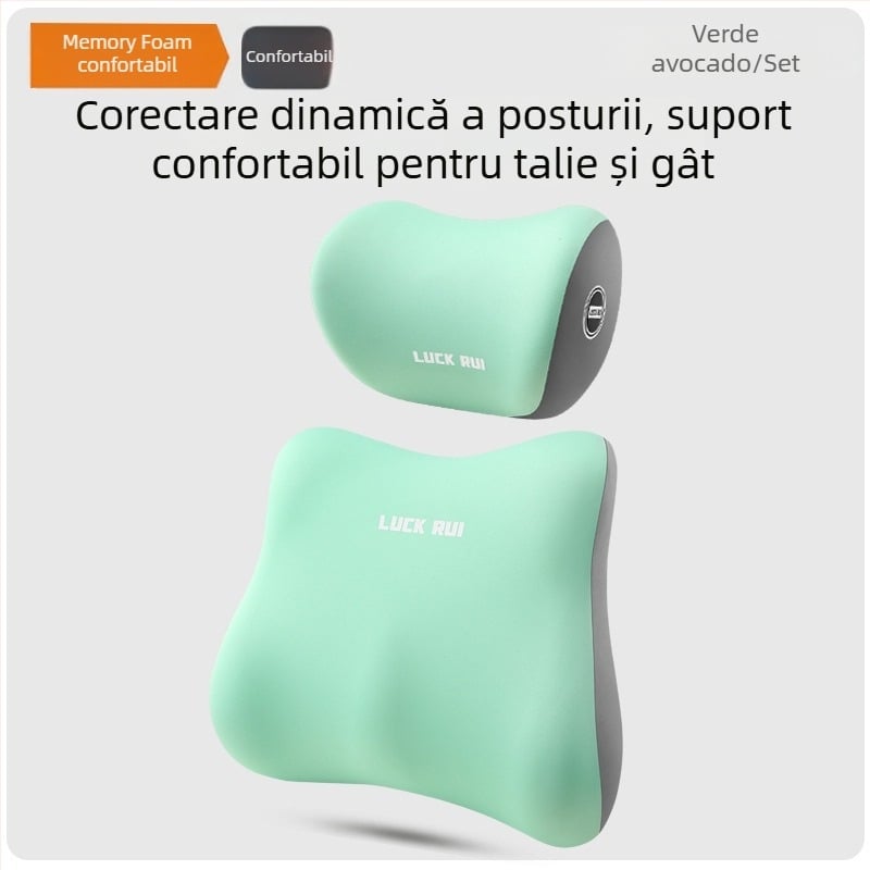 Perne lombare auto cu spumă cu memorie, exterior din fibre sintetice, potrivire universală, utilizare pentru toate anotimpurile, personalizare disponibilă