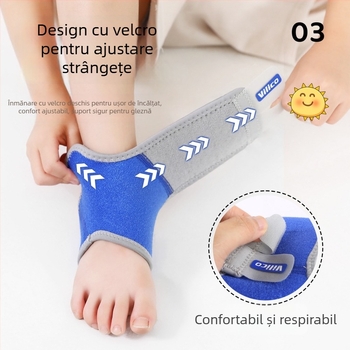 AB071 Protecție pentru glezna pentru copii, pentru sporturi în aer liber, țesătură OK compozită respirabilă, închidere Velcro, protecție anti-răsucire, pentru toate anotimpurile