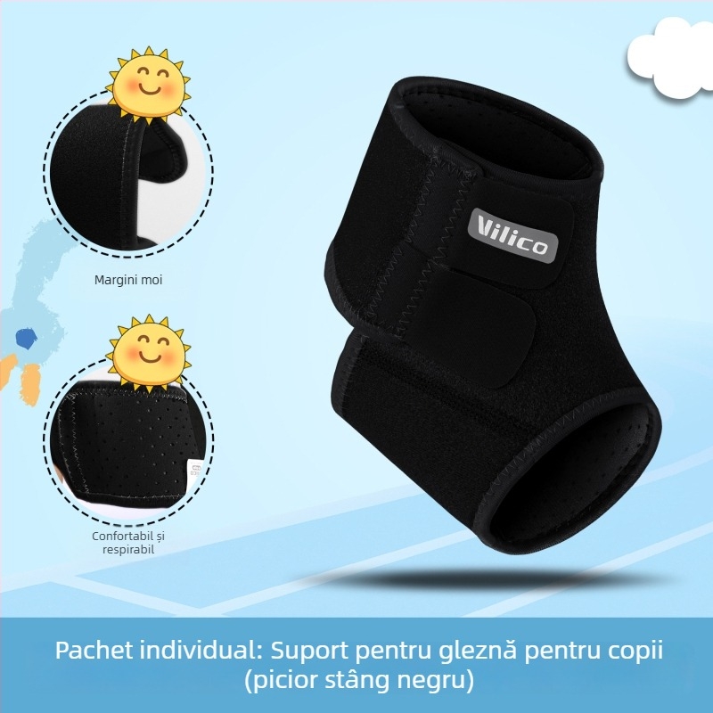 AB071 Protecție pentru glezna pentru copii, pentru sporturi în aer liber, țesătură OK compozită respirabilă, închidere Velcro, protecție anti-răsucire, pentru toate anotimpurile
