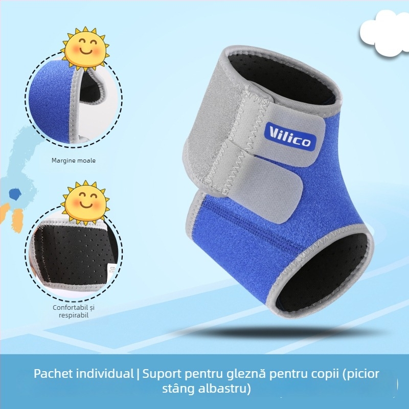 AB071 Protecție pentru glezna pentru copii, pentru sporturi în aer liber, țesătură OK compozită respirabilă, închidere Velcro, protecție anti-răsucire, pentru toate anotimpurile