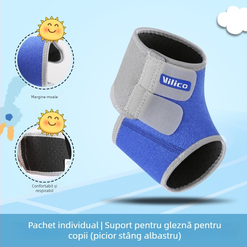 AB071 Protecție pentru glezna pentru copii, pentru sporturi în aer liber, țesătură OK compozită respirabilă, închidere Velcro, protecție anti-răsucire, pentru toate anotimpurile