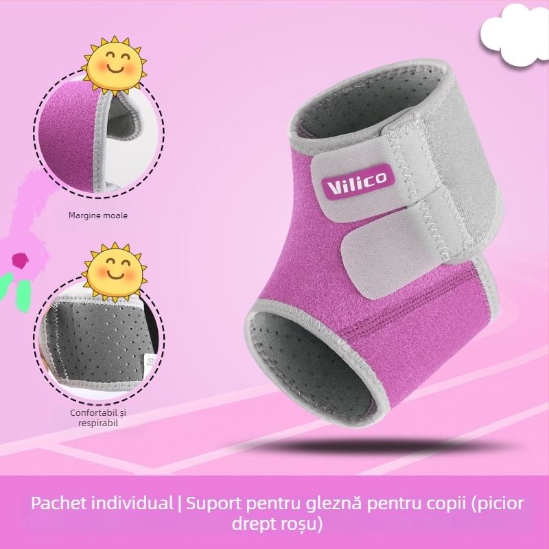 AB071 Protecție pentru glezna pentru copii, pentru sporturi în aer liber, țesătură OK compozită respirabilă, închidere Velcro, protecție anti-răsucire, pentru toate anotimpurile