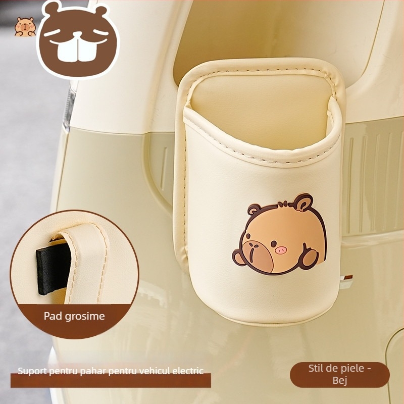 Suport din piele pentru pahar cu clips pentru scuter electric, fără prelucrare