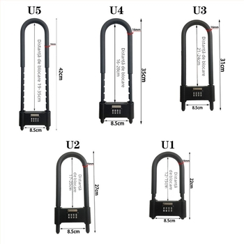 Încuietoare în formă de U cu parolă pentru porți din sticlă și biciclete electrice, securitate mecanică din metal, brand Liren, model U-lock, grosime tijă 16 mm