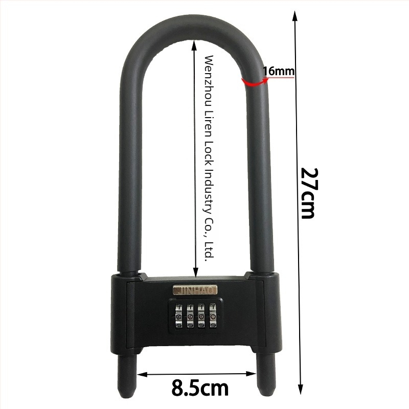 Încuietoare în formă de U cu parolă pentru porți din sticlă și biciclete electrice, securitate mecanică din metal, brand Liren, model U-lock, grosime tijă 16 mm