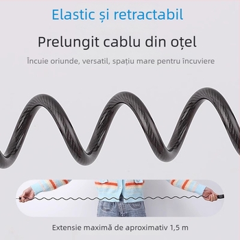 Încuietoare de bicicletă cu parolă, lanț mini portabil pentru protecție antifurt, design minimalist