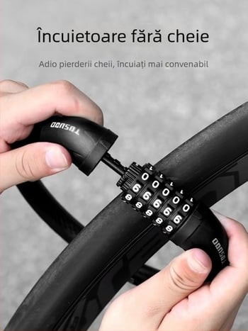 Lacăt pentru bicicletă Tosuod cu parolă de 5 cifre, din metal, lacăt inelar, portabil