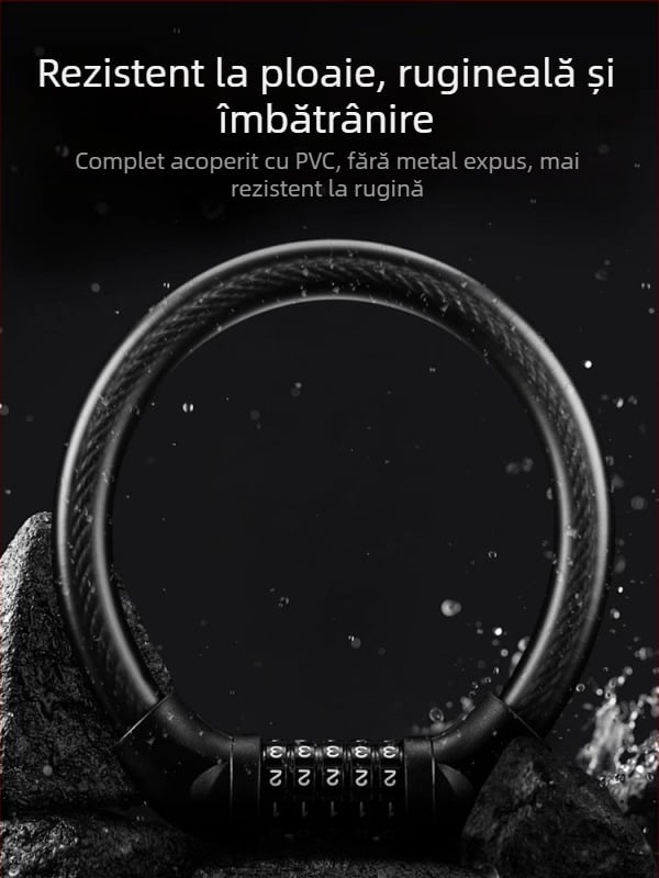 Lacăt pentru bicicletă Tosuod cu parolă de 5 cifre, din metal, lacăt inelar, portabil