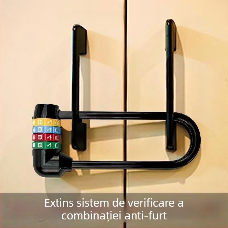 Încuietoare cu parolă în formă de U, lungă, pentru biciclete și dulapuri, model 206 Long Beam Series, din oțel inoxidabil și aliaj metalic, greutate 250 g