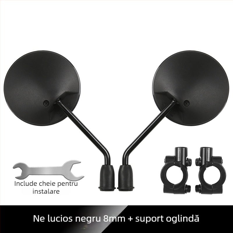 Oglindă retrovizoare pentru bicicletă electrică și triciclu, rotundă, montaj cu filet pe partea dreaptă, rezistență la șocuri înaltă | Model YJ-B721, Brand YiJu