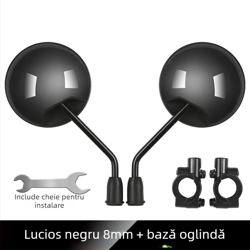 Oglindă retrovizoare pentru bicicletă electrică și triciclu, rotundă, montaj cu filet pe partea dreaptă, rezistență la șocuri înaltă | Model YJ-B721, Brand YiJu