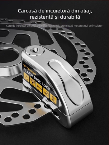 Blocare disc de frână cu alarmă anti-furt pentru motociclete și biciclete (Material: oțel aliat; Brand: TOSUOD; Potrivit pentru: motociclete și biciclete)