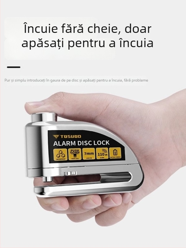 Blocare disc de frână cu alarmă anti-furt pentru motociclete și biciclete (Material: oțel aliat; Brand: TOSUOD; Potrivit pentru: motociclete și biciclete)