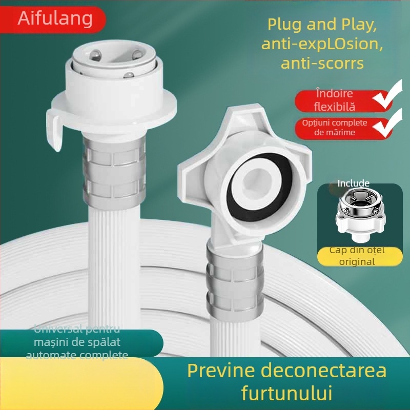Aofulang xldzdg Conductă de alimentare cu apă pentru mașina de spălat – furtun extins rezistent la explozie, conector snap-on