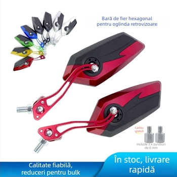 ZY2653 Oglindă retrovizoare universală pentru motocicletă off-road — tijă din aliaj de aluminiu, carcasă PP, tip oglindă pentagramă, montaj 10mm/8mm