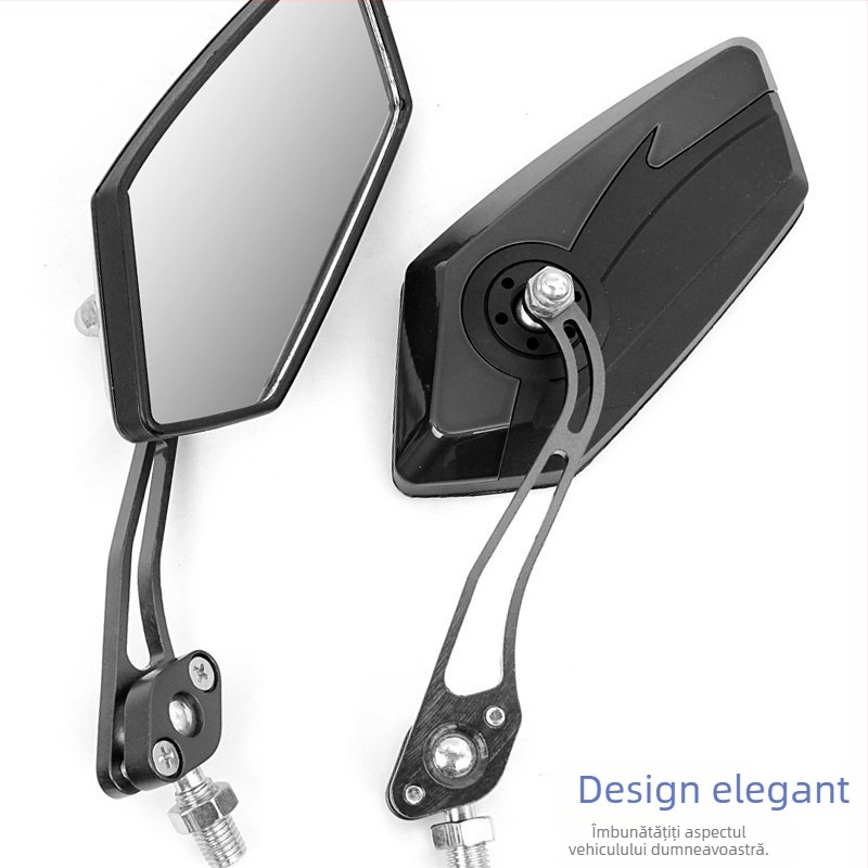ZY2653 Oglindă retrovizoare universală pentru motocicletă off-road — tijă din aliaj de aluminiu, carcasă PP, tip oglindă pentagramă, montaj 10mm/8mm
