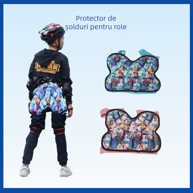 Pantaloni de protecție pentru inline skating cu perne la șolduri – exterior PU, talpă din cauciuc, roți inline, roți PU, potrivite pentru băieți și fete