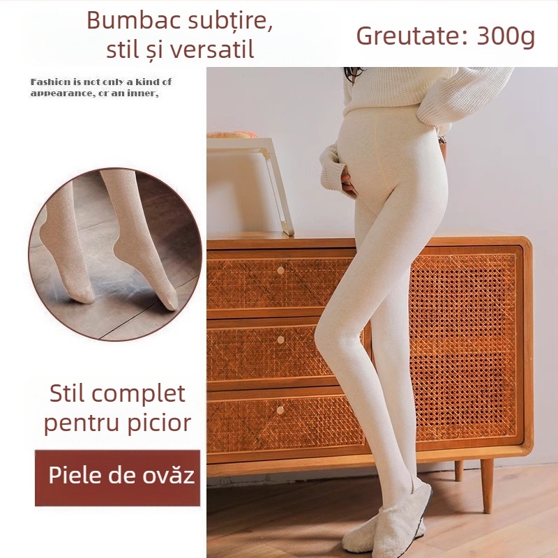 Colanți de maternitate pentru toamnă-iarnă, talie înaltă pentru susținerea burții, material gros și cald, cu aderență antiderapantă