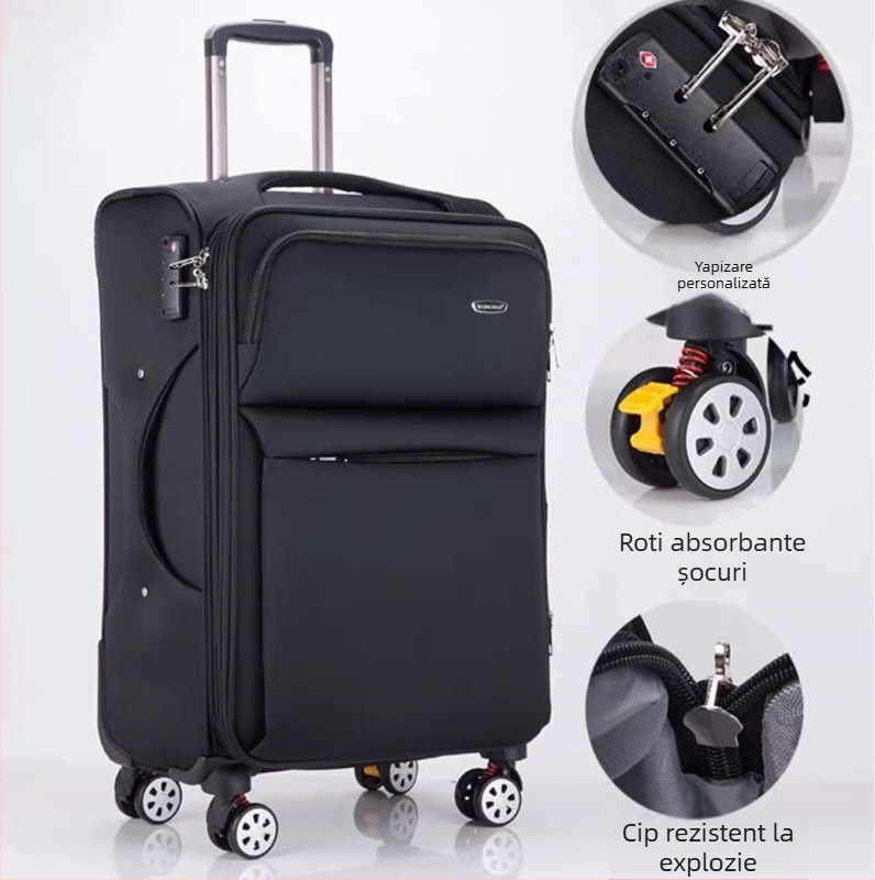 Valiză de călătorie din Oxford cu roți universale, deschidere cu fermoar, impermeabilă și anti-furt