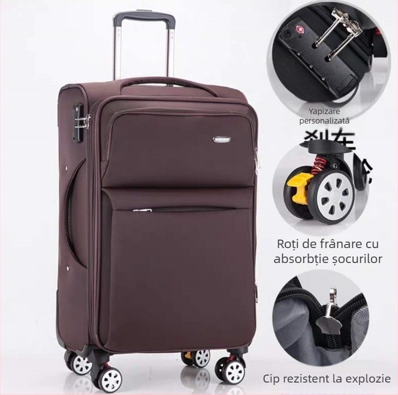 Valiză de călătorie din Oxford cu roți universale, deschidere cu fermoar, impermeabilă și anti-furt
