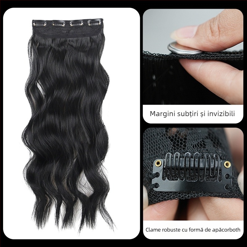 Șuvițe buclate pentru păr - set de patru piese, extensii cu clips, fibre de mătase rezistente la temperatură