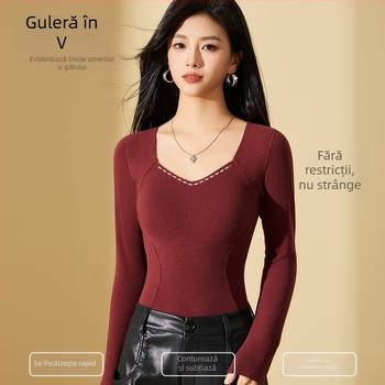 Lenjerie termică pentru femei, cu pernuțe pentru bust integrate, all-in-one, mâneci lungi, dublu strat, material acrilic gros