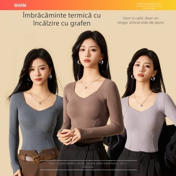 Lenjerie termică pentru femei, cu pernuțe pentru bust integrate, all-in-one, mâneci lungi, dublu strat, material acrilic gros