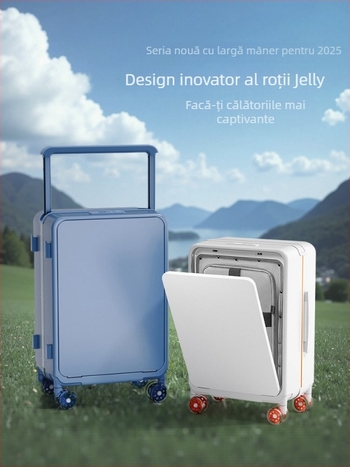Bagaj PC cu carcasă dură, deschidere frontală, extensibil, roți universale, încuietoare TSA cu combinație