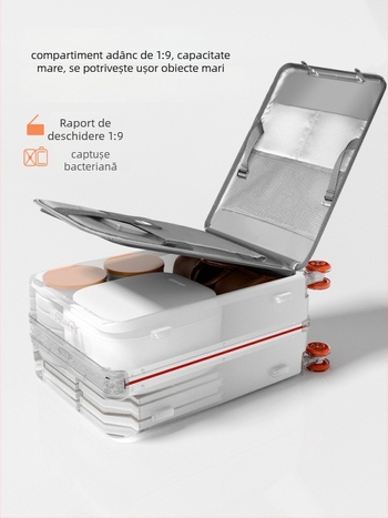 Bagaj PC cu carcasă dură, deschidere frontală, extensibil, roți universale, încuietoare TSA cu combinație