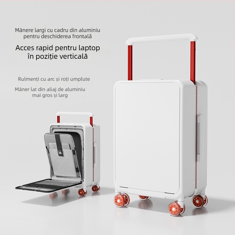 Bagaj PC cu carcasă dură, deschidere frontală, extensibil, roți universale, încuietoare TSA cu combinație
