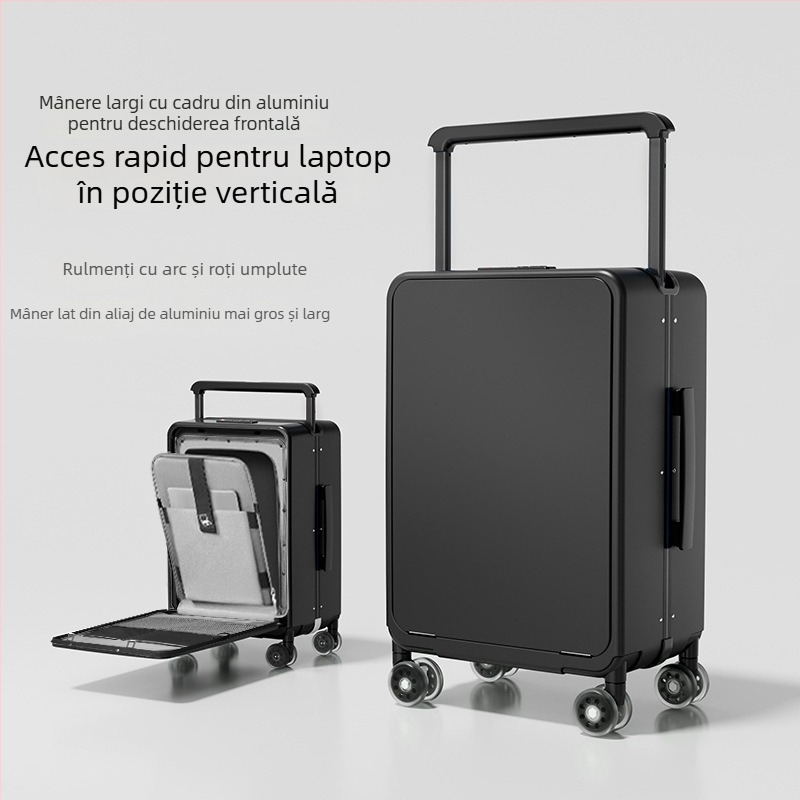 Bagaj PC cu carcasă dură, deschidere frontală, extensibil, roți universale, încuietoare TSA cu combinație
