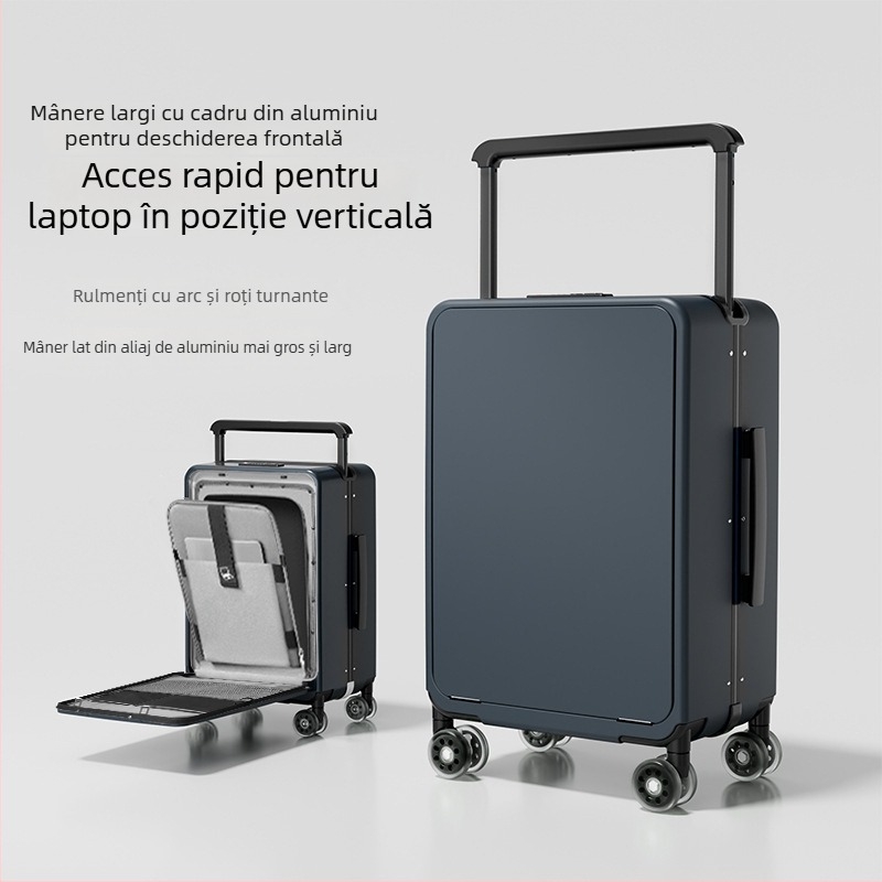 Bagaj PC cu carcasă dură, deschidere frontală, extensibil, roți universale, încuietoare TSA cu combinație