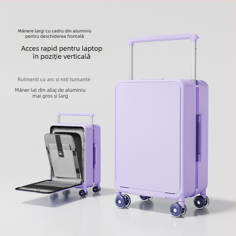 Bagaj PC cu carcasă dură, deschidere frontală, extensibil, roți universale, încuietoare TSA cu combinație