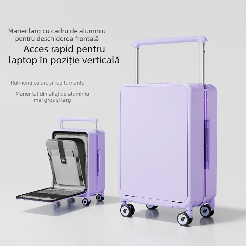 Bagaj PC cu carcasă dură, deschidere frontală, extensibil, roți universale, încuietoare TSA cu combinație