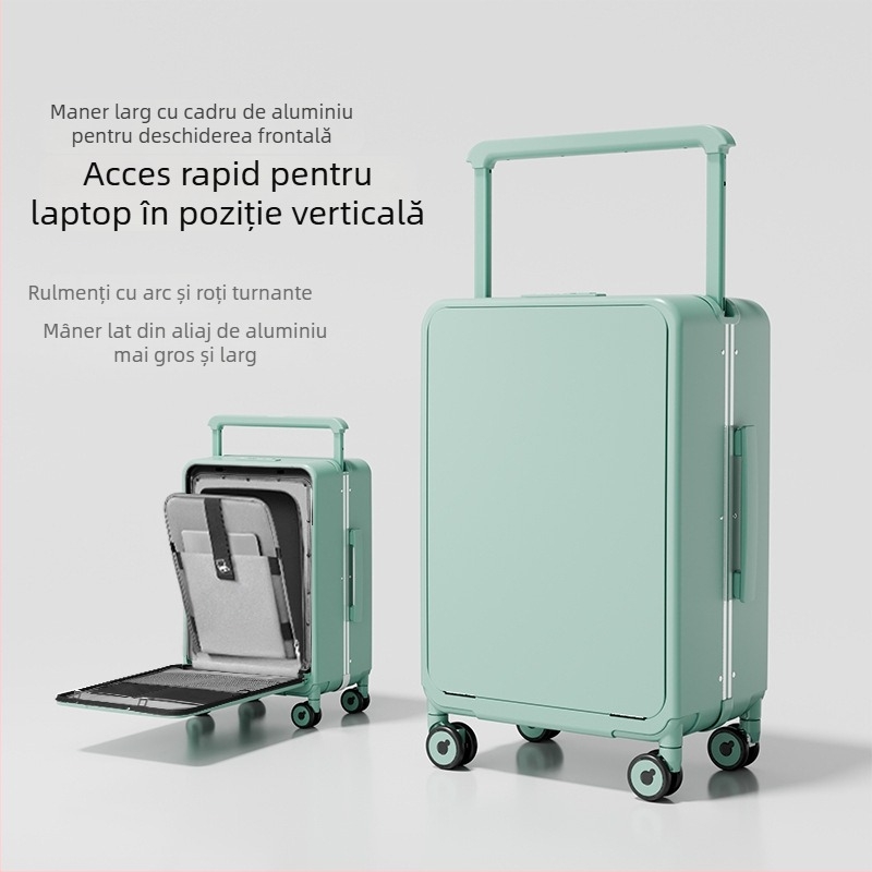 Bagaj PC cu carcasă dură, deschidere frontală, extensibil, roți universale, încuietoare TSA cu combinație