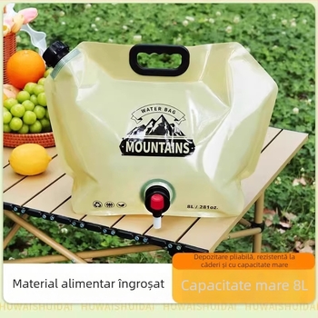 Geantă de apă pentru exterior, pliabilă, pentru camping, țesătură impermeabilă, material PET-nylon-PE, capacitate 3L/5L/8L/10L