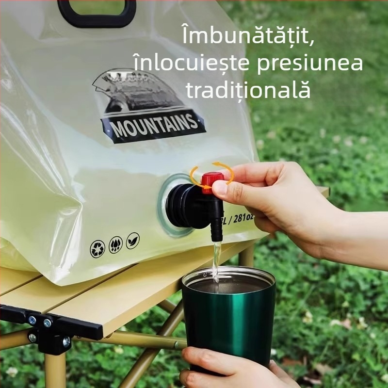 Geantă de apă pentru exterior, pliabilă, pentru camping, țesătură impermeabilă, material PET-nylon-PE, capacitate 3L/5L/8L/10L